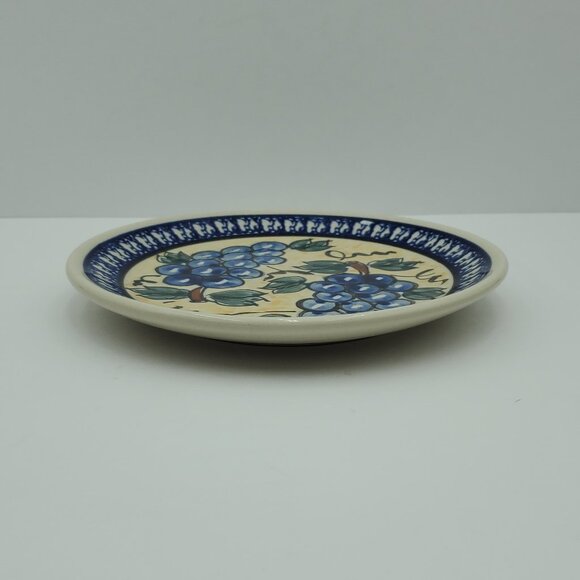 Polish Pottery Tuscan Grapes Salad Plate Handmade in Poland Grape Dessert Plate - Picture 5 of 6